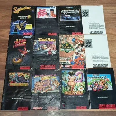 Super Nintendo SNES Manuals ~ Lot Of 10 & 2 Inserts ~ Super Mario Kart FREE SHIP • $36.94