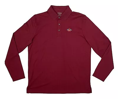 BONOBOS Stretch Cotton Pique Long Sleeve Polo Burgundy Sz M Moth Embroidery NEW • $24.90