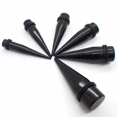 8mm-26mm Ear Tapers Expanders Stretchers Plug Tunnel Black Acrylic Flesh Taper • £3.49