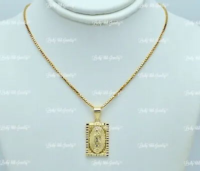 14K Yellow Gold  Virgin Mary Medal  Pendant Charm • $188