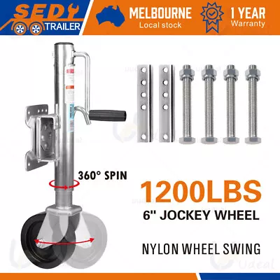 6  Trailer Jockey Wheel Swivel Swing Up 540kg 1200LBS Caravan Boat Heavy Duty • $76.88