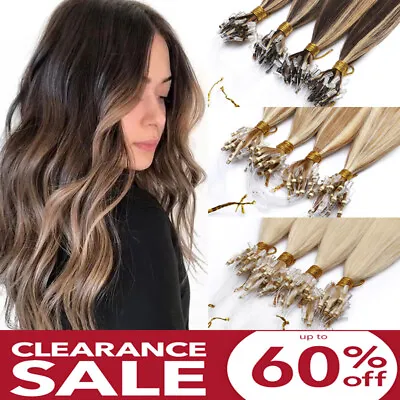 Clearance 1G Micro Loop Ring Tip 100% Remy Human Hair Extensions Nano Beads 200S • $27.41