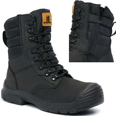 Mens Nubuck Waterproof Combat Safety Work Boots Steel Toe Cap  Military Sz • £36.95