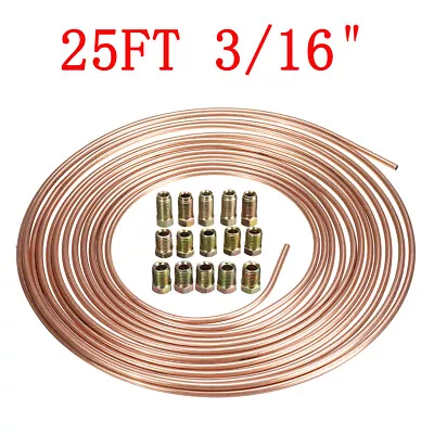 25ft 3/16'' OD Zinc Automotive Steel Brake Fuel Transmission Line Tubing Coil • $15.59