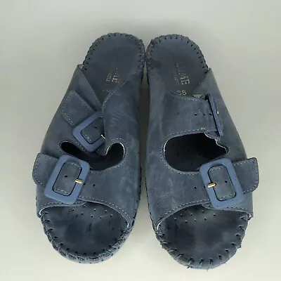 La Plume Sandals Women Size 38 US 7 Gray/blue Leather Upper • $20.21