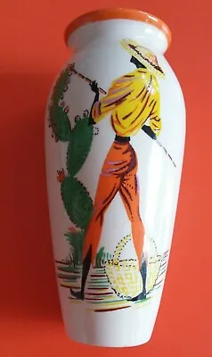 Vintage Retro 50s Wade Ceramic Vase Pot Tropical Fruit Gatherers Mid Century Sm • £10
