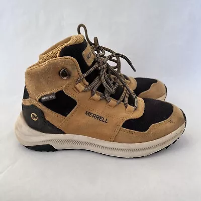 Merrell Ontario 85 Waterproof Hiking Boots Boys Sz 2 In Wheat • $20