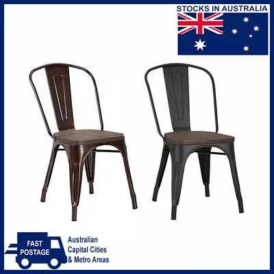 $399 • Buy Tolix Dining Bistro Cafe Chair Restaurant Stackable Metal Wood Seat Chairs Stool