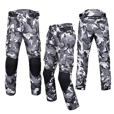 Motorbike Motorcycle Waterproof Cordura Textile Trousers Armours Reflector Camo • £37.99