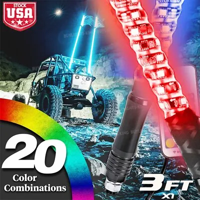 3ft Spiral LED Whip Light For UTV ATV Accessories RZR Can-Am Polaris Antenna RGB • $49.99