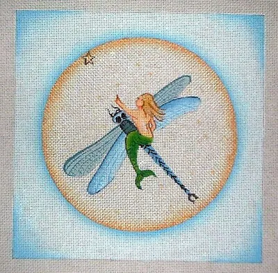 EM 121 Elizabeth Mumford Mermaid Dragonfly HP Hand Painted Needlepoint Canvas WK • $69.99