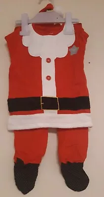 Santa Baby Pyjamas Pj 3 Piece Set Suit Includes Hat New Bnwt Upto 1 Month 56cm • £6.94