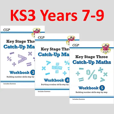 £15.99 • Buy KS3 Years 7-9 Maths Catch Up Workbooks 3 Books Bundle With Answer CGP