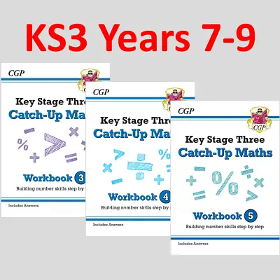 KS3 Years 7-9 Maths Catch Up Workbooks 3 Books Bundle With Answer CGP • £16.99