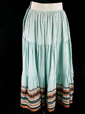 Vintage 1950's Cotton Decorated Mexican  Patio Skirt  Size 25 Inch Waist • $198.72