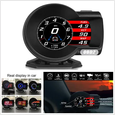 Car OBD2 Multi-function Gauge Head-Up Digital Display Speedometer RPM Oil Temp • $80.59