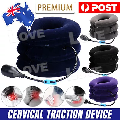 $16.95 • Buy Air Inflatable Neck Pillow Head Cervical Traction Support Stretcher Relief Pain
