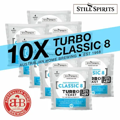 10 PACKS STILL SPIRITS TURBO YEAST Classic 8 Classic 6 Turbo Pure Fast Heat Wave • $48.90