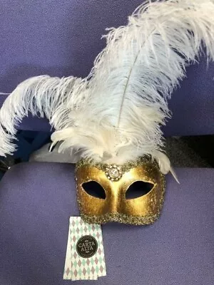 £13.99 • Buy Venetian Masquerade Feathered GOLD Ball Mask Wall Decoration HANDMADE