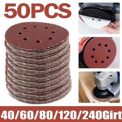 50PCS - 5 Inch/125MM Sanding Discs 40 60 80 120 240 Grit Orbital Sander Pads UK • £4.99