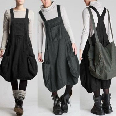 $18.69 • Buy ZANZEA Womens Casual Plain Loose Sundress Bib Overalls Pinafores Dungarees Dress