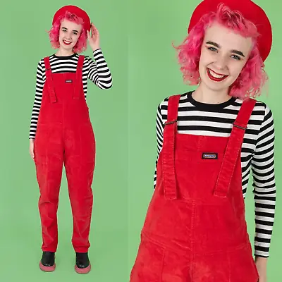 RUN AND FLY Red Stretch Corduroy Dungarees Overalls 4XS-4XL Unisex Alt Comfy • $148.97