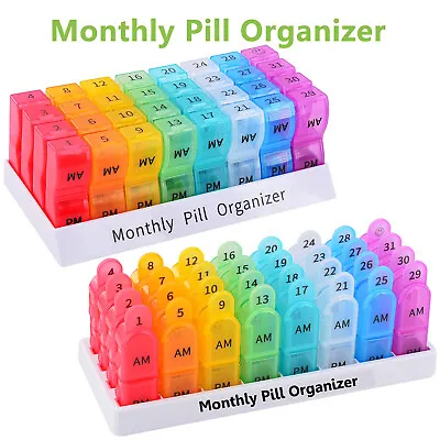 30 Days 2 Times Monthly Pill Organizer Case Box Medicine Holder Planner BPA-Free • $14.99