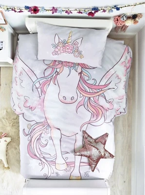 £13.99 • Buy NEXT Childrens Girls Shaped Unicorn Single Bedding Duvet Set RRP 24£