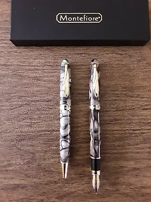 Montefiore MARBLE DESIGN Pen Set 1 BALLPOINT  1 FOUNTAIN Pen In Gift Box. • $12.99