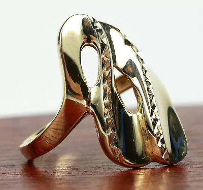 Stunning Unique 9ct Yellow Gold Abstract Unisex Large Ring QVC Size O.5 • £169.99