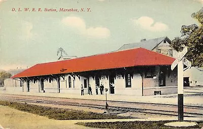 MARATHON New York US Postcard Train Railroad Station Depot DLW Railway • $14.99