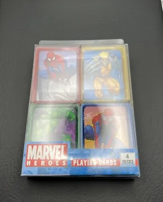 Marvel Heroes & Spider Man 2006 Playing Cards 4 Decks SPIDER-MAN WOLVERINE HULK • $18