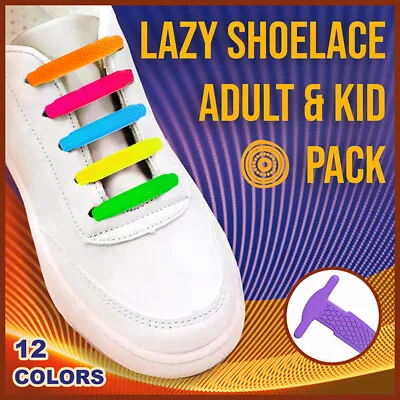 No Tie Elastic Silicone Shoe Laces Shoelaces Sneakers Runners Child Adult Unisex • $4.25