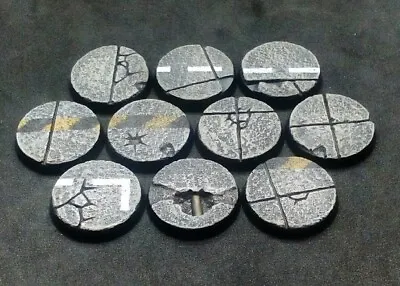 25mm Resin Bases X10 Concrete Urban Industrial For Warhammer 40k (unpainted) • £4.99