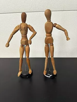 Set Of Male And Female Wooden Mannequin Posable Articulated Figure  12  Tall • $15