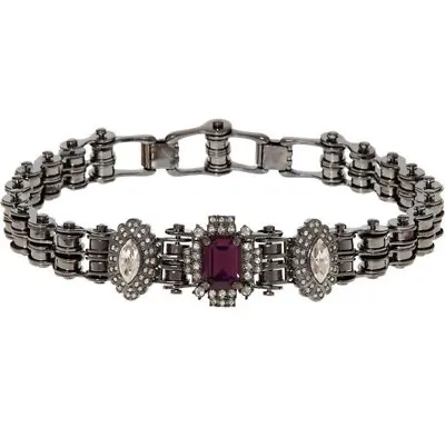 MAWI LONDON Double Link Bike Chain Choker With Crystal Clusters - £689 • $323.70