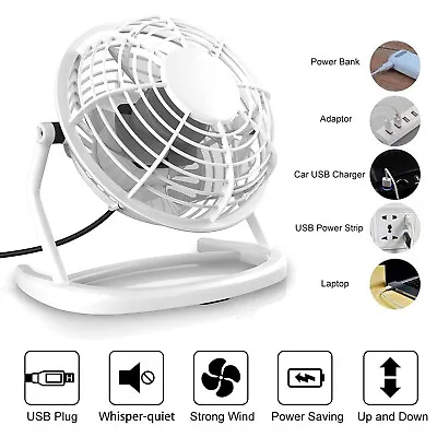 £4.99 • Buy Mini USB Desk Fan Small Quiet Personal Cooler USB Powered Portable Table  Fan