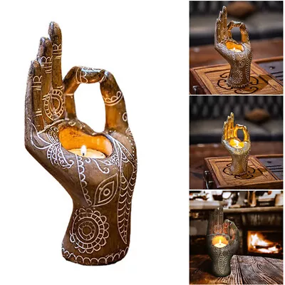 Candle Holder Buddhist Candlestick Resin Zen-Hand Shaped Crafts Incense Burner • $26.89