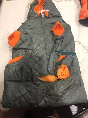 Zack Zoey Reversible Quilted Field Jumpsuit Jacket Olive Orange One Piece NEW • $69.99