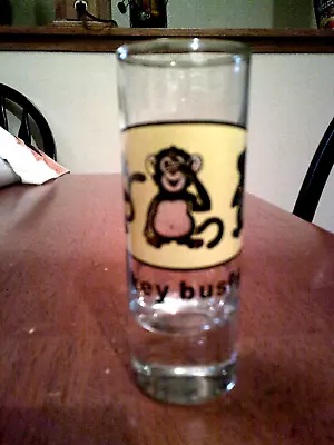 Hear See Speak No Evil Monkey Business Tall 4  Clear Shot Glass Barware 2 Oz • $5