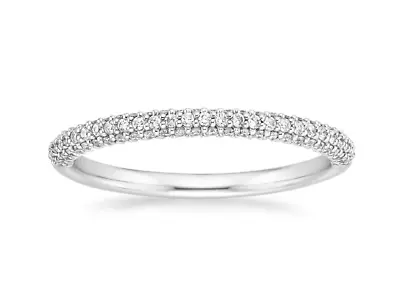 1/4 CT Half Shank Wedding Band RING Micro Pave 3mm White Gold Plated SIZE 5-9 • $38.49