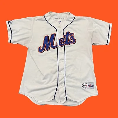 Vintage New York Mets Mike Piazza White Jersey Made In USA Mens Size Medium 90s • $32