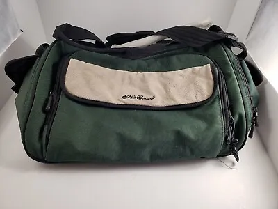 Eddie Bauer Bag 16x11x9 Multi Use Green With Pigskin Accents • $12.99