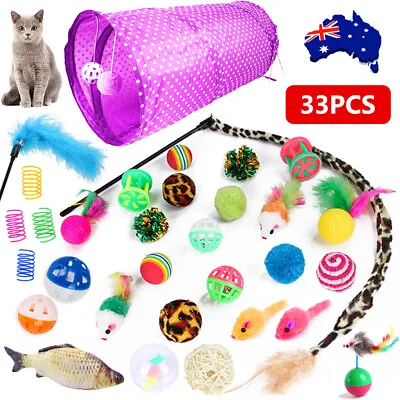 $22.99 • Buy Bulk Buy Cat Kitten Toys Rod Fur Mice Bells Balls Catnip 33 Items Lovely Pet Toy