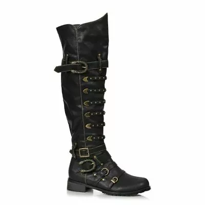 Black Pirate Tall Fold Over Renaissance Fair Game Of Thrones Jon Snow Boots • $119.95