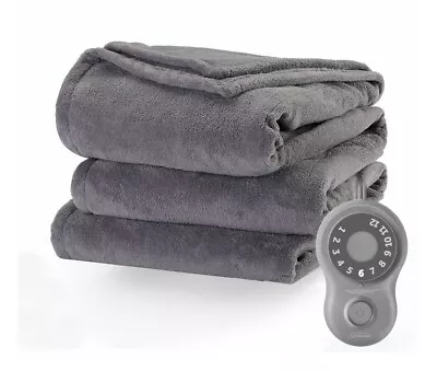 Sunbeam Microplush Electric Heated Blanket Ultimate Gray Twin (Ships Asap) • $31.50