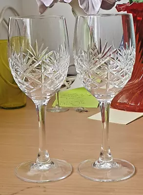 Pair Of Edinburgh Crystal 7 3/8  Duet  Wine Glasses Goblets • £25