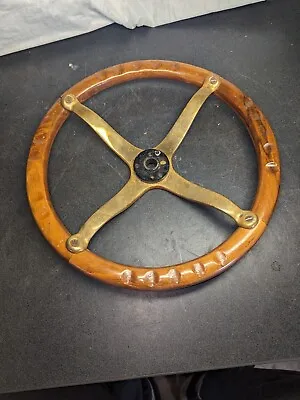 Vtg Ford Model T Brass Wood Steering Wheel • $325