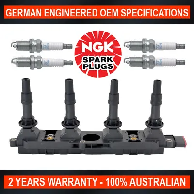 Ignition Coil Pack W 4x Genuine NGK ZFR5F Spark Plugs For Holden Astra AH 1.8L • $153.25