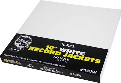 (10) 10” Vinyl Record Jackets Media Storage White NO Hole - 10JW • $30.99